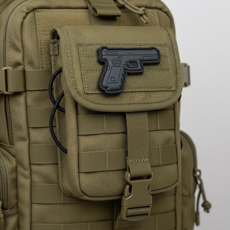 Small Mini Tactical Austria Pistol Patch 2 inch Small Gun Rubber Pvc Emblem