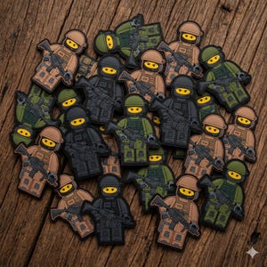 3D Tactical Morale Patch Lego Military Cosplay Anime Patches Black Green for Bag & Jacket