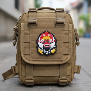 3D Pvc Rubber Patch Devil Warrior Mask Multicolor Barong Bali Badge – Balinese Culture Souvenir
