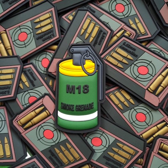 M18 Smoke Grenade PVC Patch, Airsoft Morale Patch, Tactical Gear