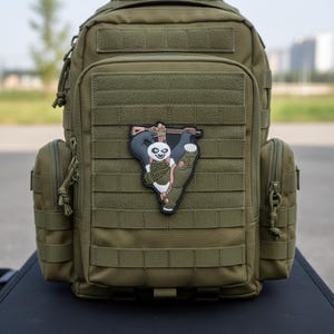 Patch tactique panda 3D en caoutchouc PVC : équipement airsoft noir blanc vert