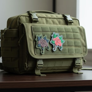 Realistic Natural Roses Pvc Patches : Red  and Black Airsoft Gear