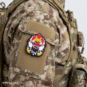 3D Pvc Rubber Patch Devil Warrior Mask Multicolor Barong Bali Badge – Balinese Culture Souvenir