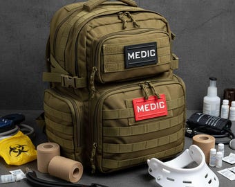 Toppa tattica medica 3D in PVC nero e rosso per berretto e borsa di emergenza