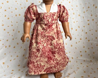Red Regency Dress and Fichu for 18 inch dolls