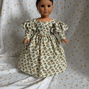 1830’s Romantic Era Oranges and Cream Dress and Petticoat for 18 inch dolls