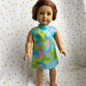 1960s Psychedelic Mini dress for 18 inch dolls