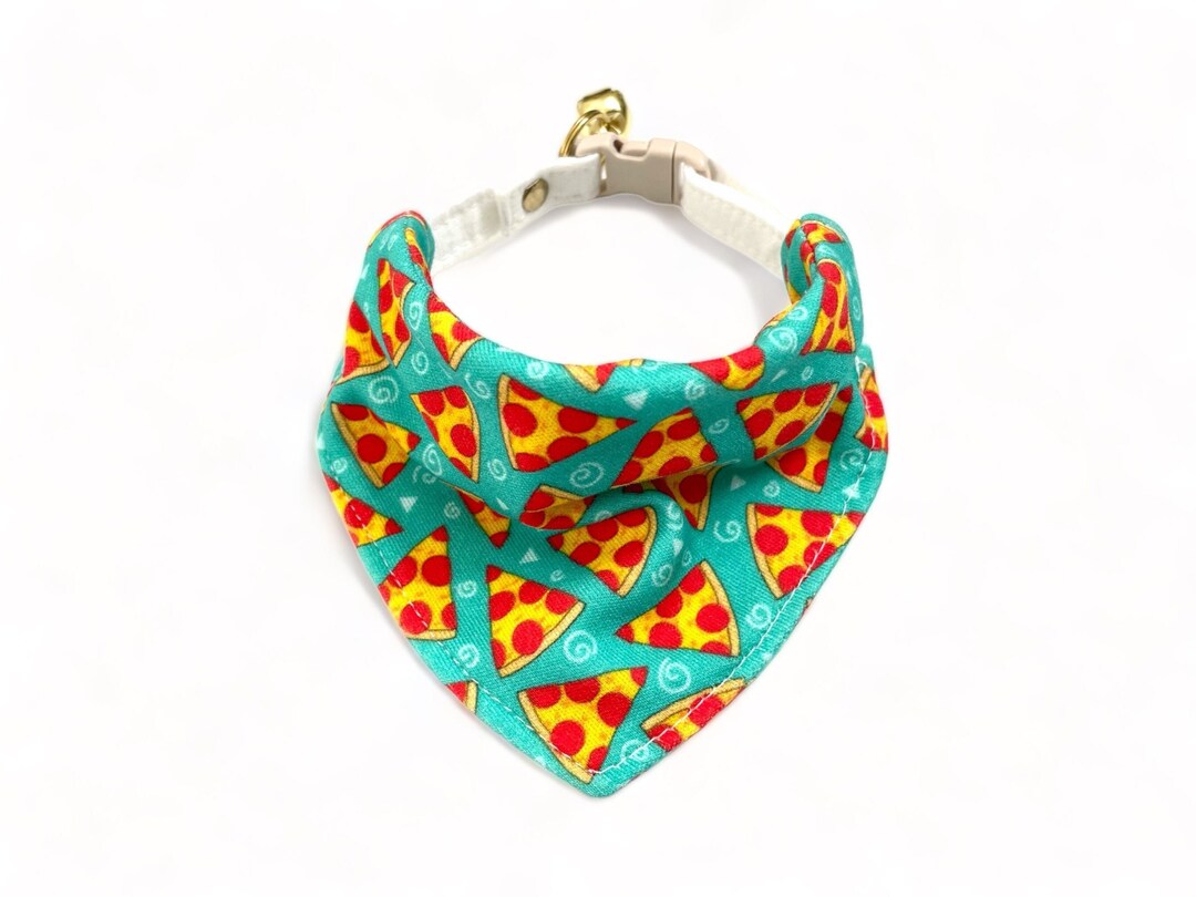 Cat Bandana pizza Slices Slideon Bandana, Over the Collar Bandana