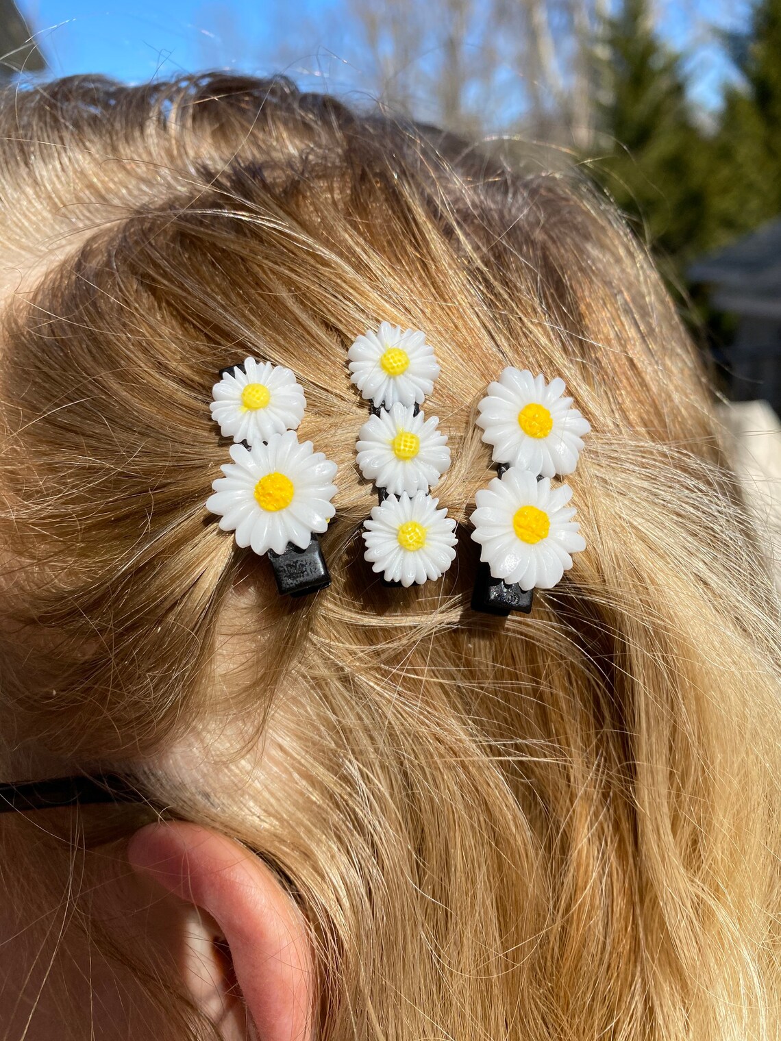 Daisy Hair Clip White Flower Hair Accessory Sunflower Hair Etsy