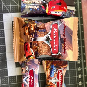 Custom Disney Cars favor bundle, Cars Birthday Favors chip bags, cars Disney M&Ms party bag, Disney Cars Rice Krispie Favors, Cars Ring pop