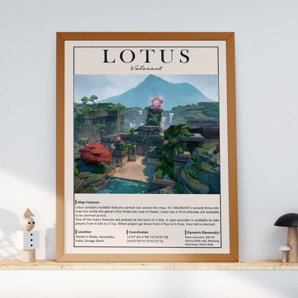 Valorant Lotus Map Poster Design | Digital Poster Art Printable, Gift For Gamer Canvas, Wall Print, Wall Art Print, Game Design