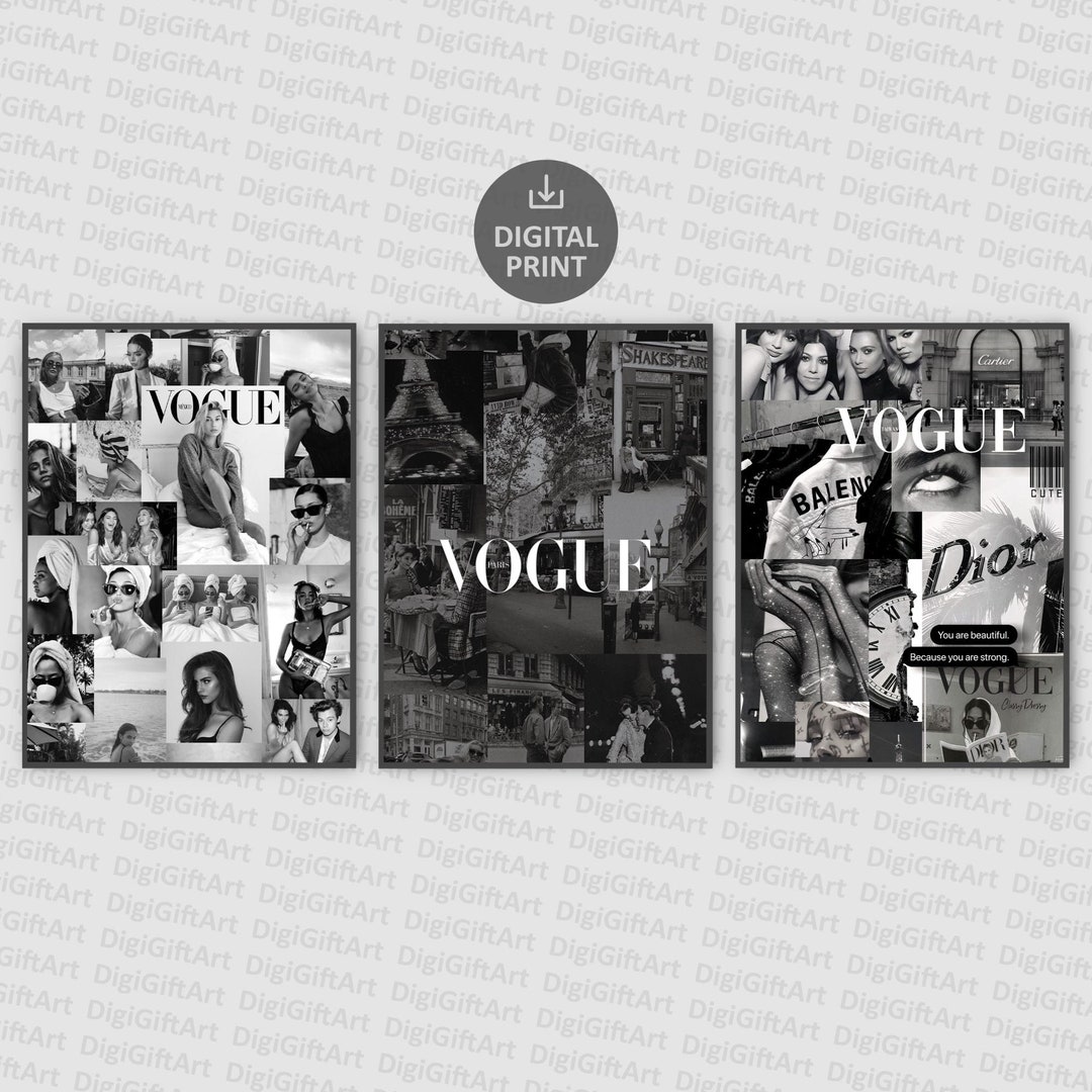 Black & White Luxury Fashion Poster Set of 3, Pribtable Wall Art
