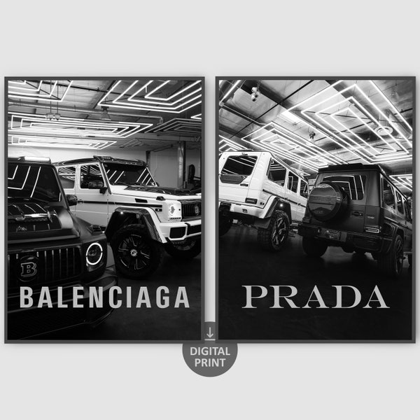 Black and White Car Poster Etsy