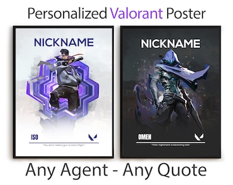 Custom Valorant Poster - Printable Game Wall Art Design, Gamer Print, Iso, Omen, Raze, Jett, Killjoy, Phoenix, Gaming Decor, Gift For Gamer