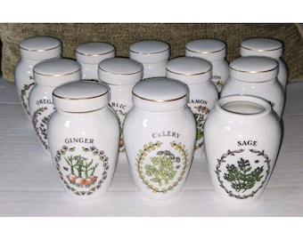 12 Pc Gloria Vanderbilt Concept Vtg Franklin Mint Spice Jar Collection 1985 READ