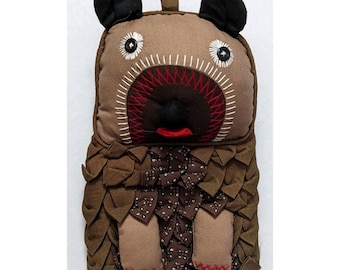 Vintage Brown Bear Potholder Oven Mitt Layered Stuffed Unique Kitchen Decor