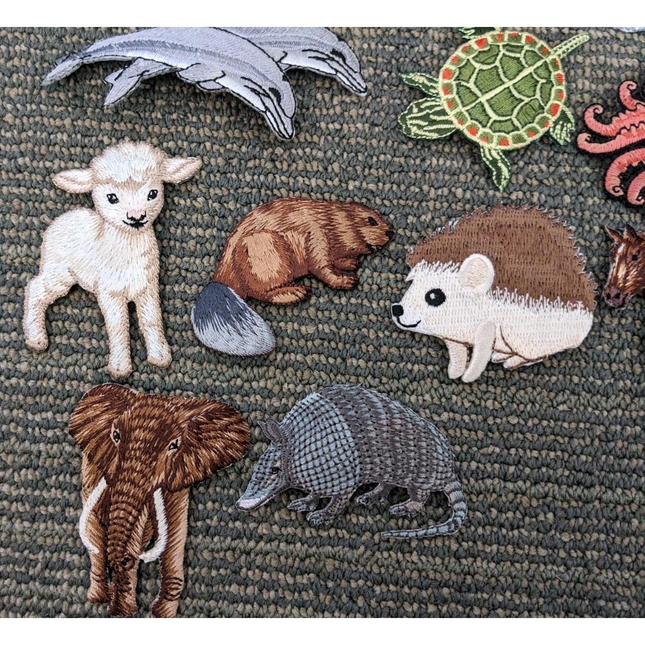 Lot of 16 Animal Appliques Iron on Patches Peacock Hedgehog Beluga Owl ...