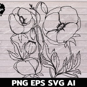 Poppy svg ,Poppy flower | wildflower svg , cut files for cricut clipart ,cut files for silhouette