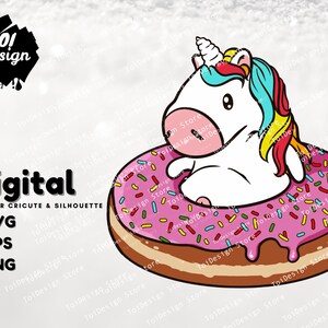 Funny Unicorn Donut Clipart Cut File for Cricut and Silhouette, unicorn inside a donut SVG, Unicorn SVG