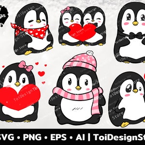 Penguin svg valentine Day penguin valentine svg penguin svg cricut cute penguin svg Cut File for Cricut Clipart Silhouette
