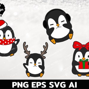 Pinguino di Natale svg / pinguino svg Cut File per Circuito Png Silhouette
