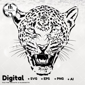 Cheetah #6 leopard head  print svg file | leopard face | leopard face SVG | animal clipart | Instant Download fo circuit