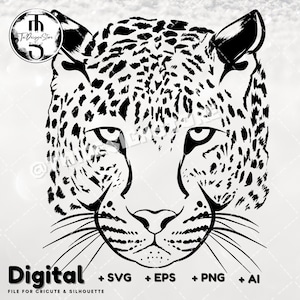 Cheetah #1 leopard head  print svg file | leopard face | animal clipart | Instant Download fo circuit