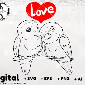 Lovebird SVG files Valentine&#39;s Day Lovebirds Couple lovebirds SVG cut file for cricut clipart Silhouette