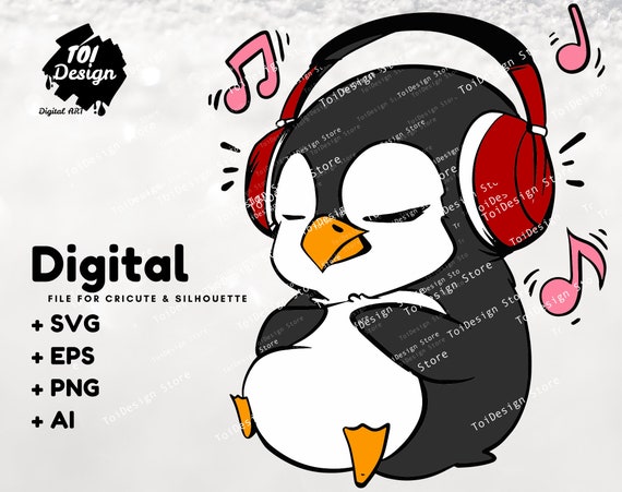 Penguin With Headphones Svg headphones Svg Penguin Svg Funny