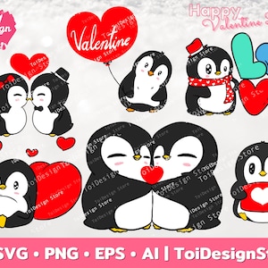Penguin #2 penguin svg | valentine Day | valentine penguin Day svg |  cricut cute penguin svg |Cut File for Cricut Clipart Silhouette