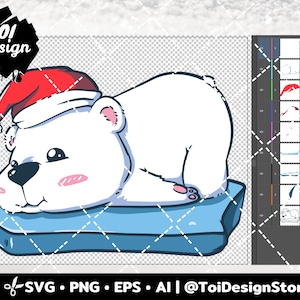 Christmas Polar Bear SVG File for Cricut and Silhouette Cute Arctic