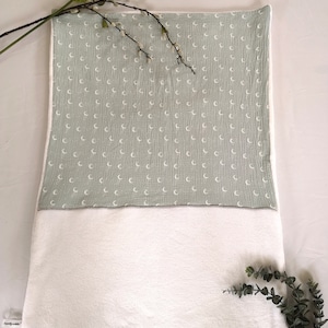 Personalized baby blanket in cotton gauze and oeko-tex fleece
