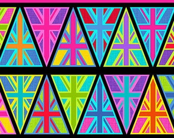 Union Jack Neon Bunting Panel - London Revival by Makower UK