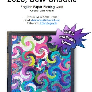 2020, Sew Chaotic Quilt Pattern for English Paper Piecing image 4