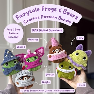 Groda & Björn i Sagokläder Virkmönster Komplett Paket - PDF Mönster - Low sew