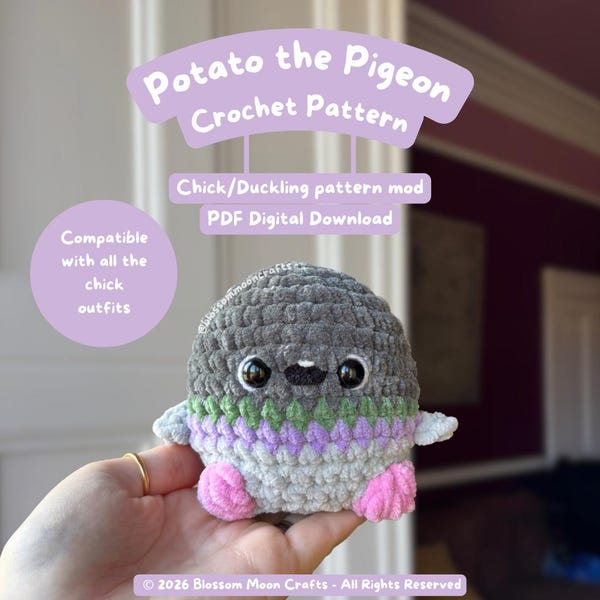 Potato the Pigeon Crochet Pattern - PDF Patterns - No sew
