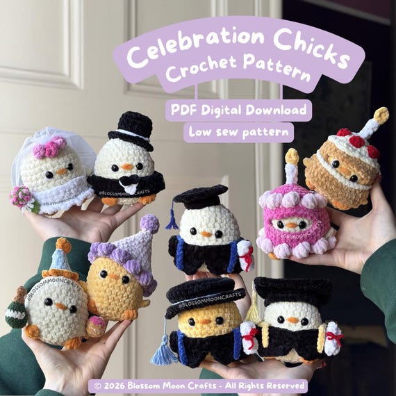 Chicks in Celebration Outfits Full Bundle Crochet Patterns - PDF Patterns - Low sew