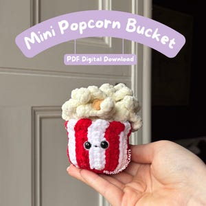 Mini Popcorn Bucket Crochet Pattern - PDF Pattern - Amigurumi Food