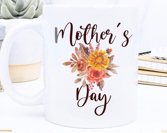 Custom Mother's Day Mug, Mothers Day Gift Idea,  Mother's Day Coffee Mug, Coffee Mug Gift for Mom, Personalized Mother's Mug With Flower