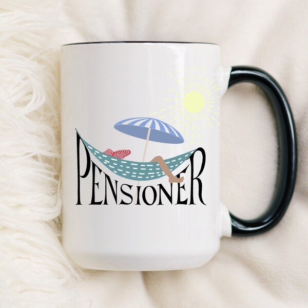 Custom Name Pensioner Mug, Retirement Party Mug, Hammock Coffee Mug For Him, Pensioner Coffee Mug,  Retirement Gift, Personalized Mug Gift