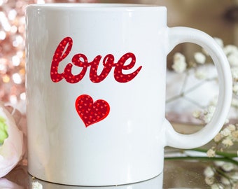 Love Heart Valentine's Mug for Wife, Gift for Bride, Girlfriend Birthday Mug, Anniversary Gift for Her, Love gift for Women, Red Heart Mug