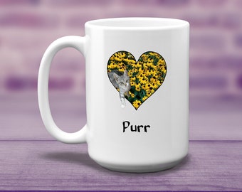 Cat Lover Gift Mug, Custom Heart Coffee Mug, Kitten Parent Heart Cup, Cat Owner Birthday Coffee Cup, Cute Mug for Cat Lady, Cat Coffee Mug