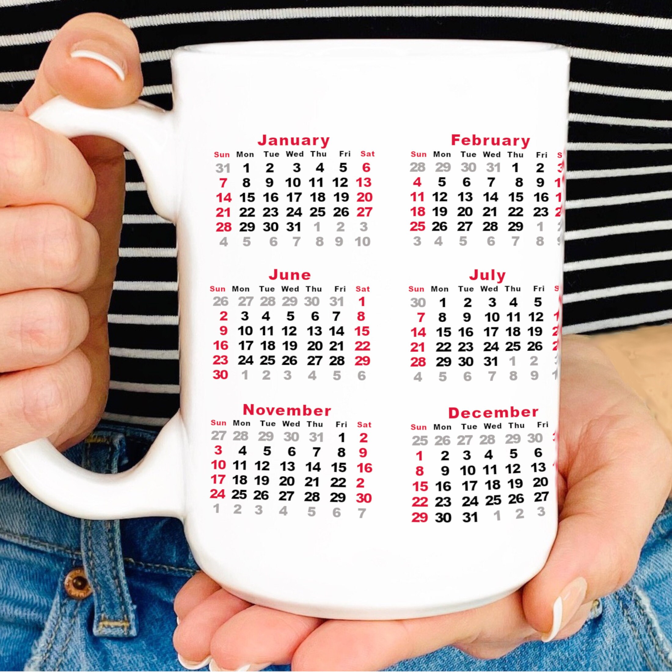 Calendar 2024, New Year Gift for 2024, Calendar on Mug, Real Calendar