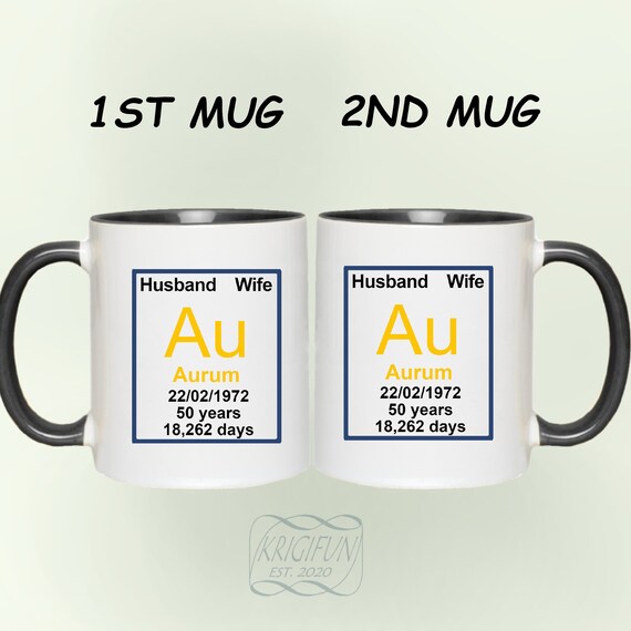 Husband and Wife 50th Anniversary Gift, 2 Mugs in Set Golden Anniwersary  Gift, 50th Anniversary Gift, Funny Chemical Mug Set for Anniversary - Etsy