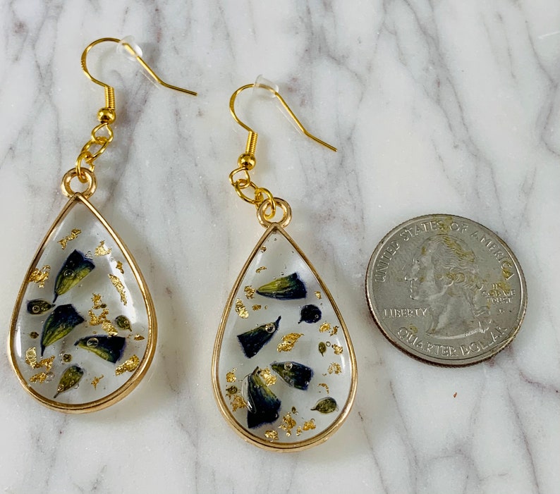 Lavender and Gold Leaf Teardrop Earrings