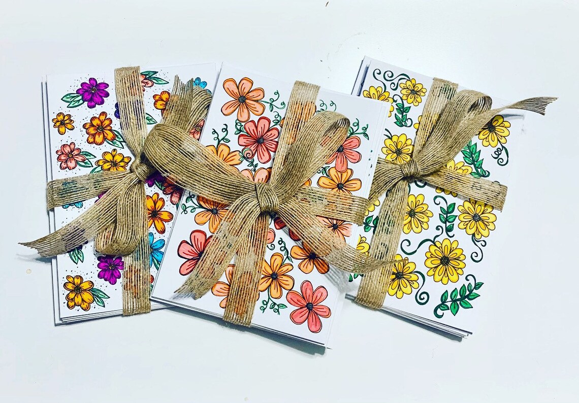 5 Pack Handmade Pen and Ink Greeting Cards Etsy