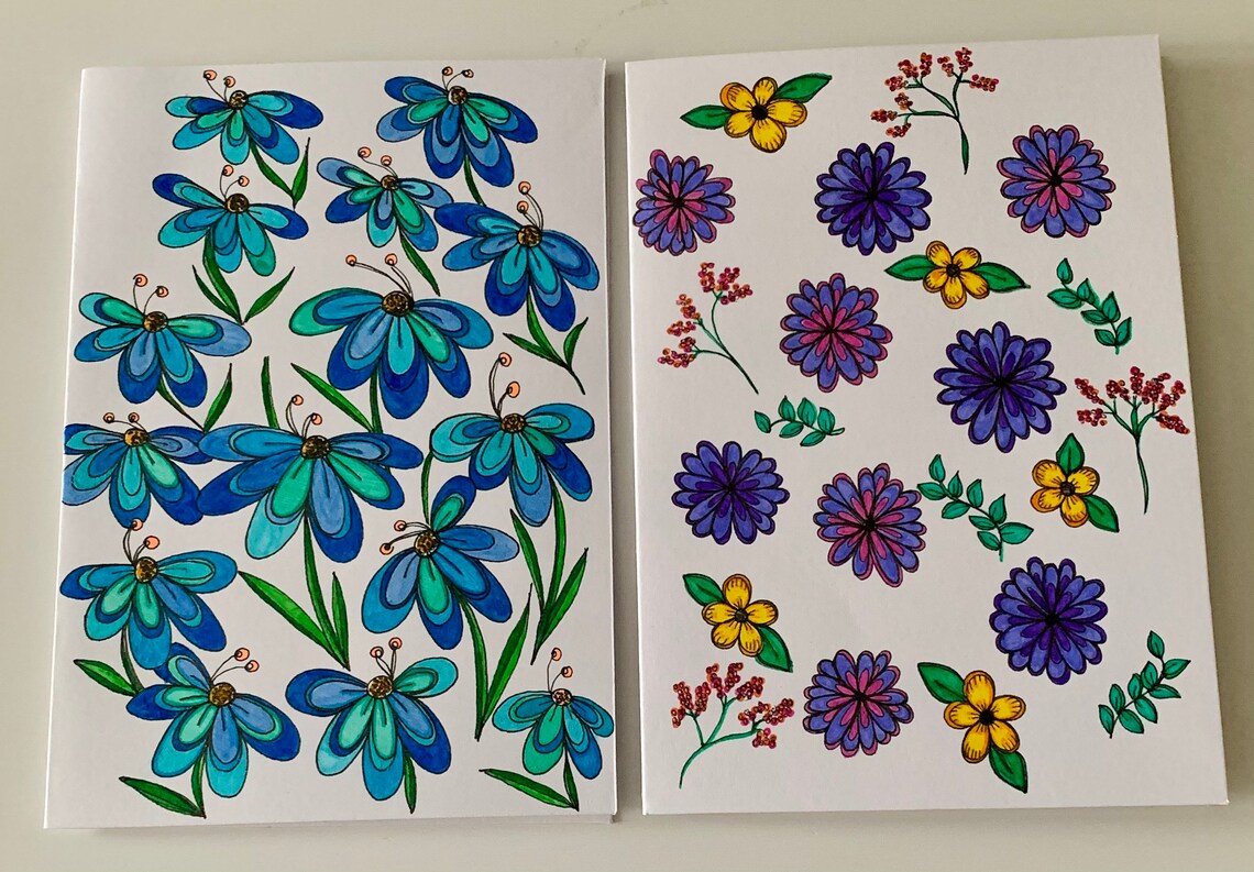 5 Pack Handmade Pen and Ink Greeting Cards Etsy