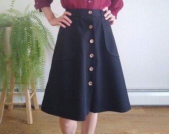 black denim skirt with belt loops