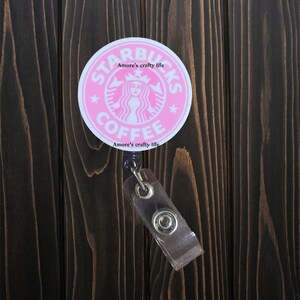 Starbucks Badge reel | Pink badge reel |badge reel | starbucks | coffee logo badge reel