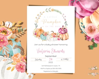 Douche de bébé citrouille, douche de bébé d'automne, petite citrouille, douche de bébé d'automne, une petite citrouille, invitation de douche de bébé